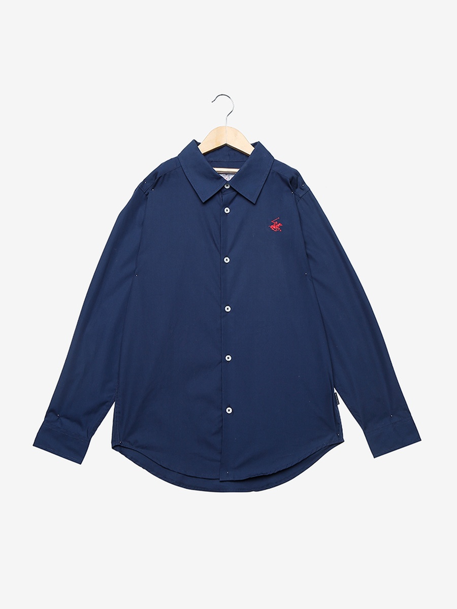 Boys Solid Long Sleeve Cotton Shirt