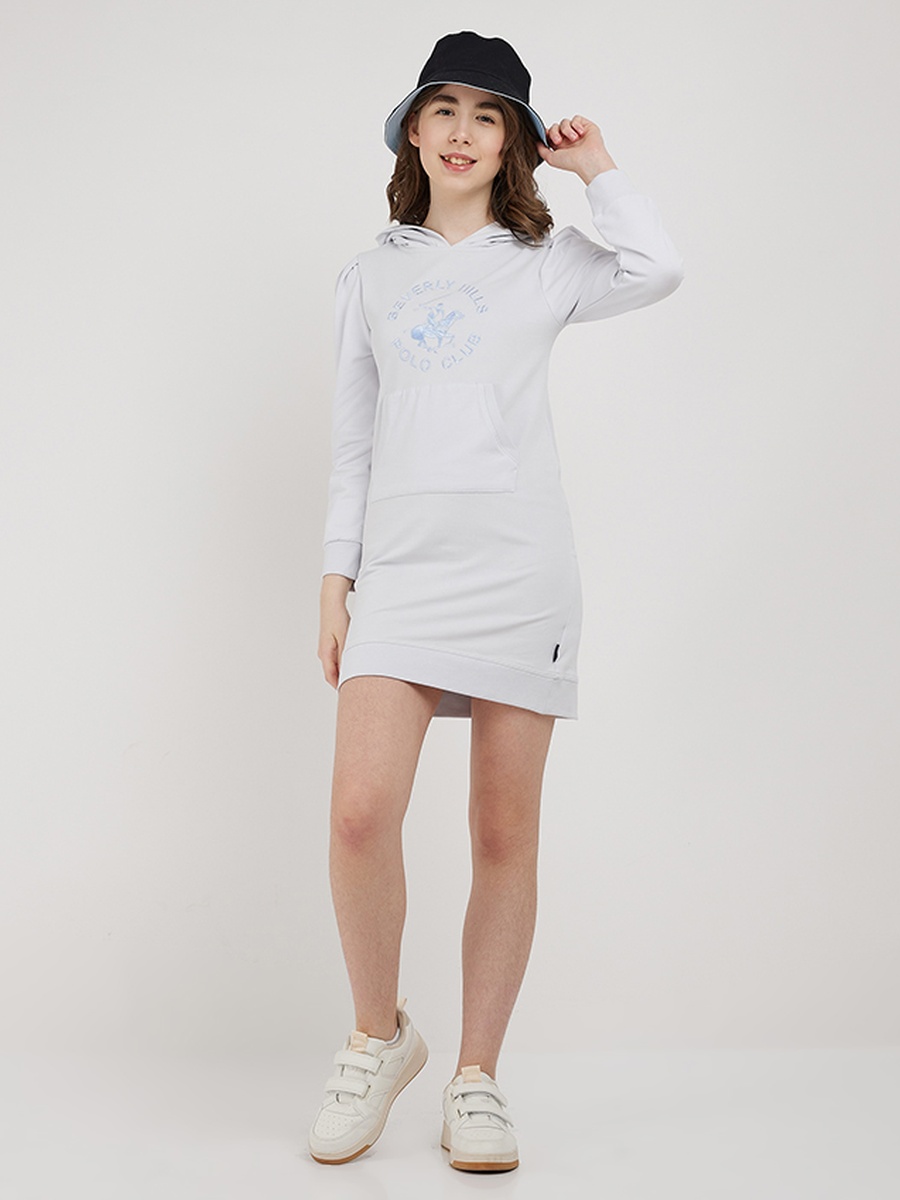 Girls Logo Print Hooded Sweatshirt Dress