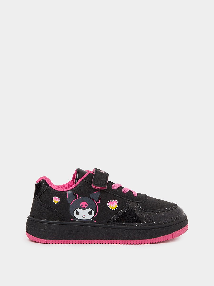 Girls Kuromi Black Hook and Loop Sneakers