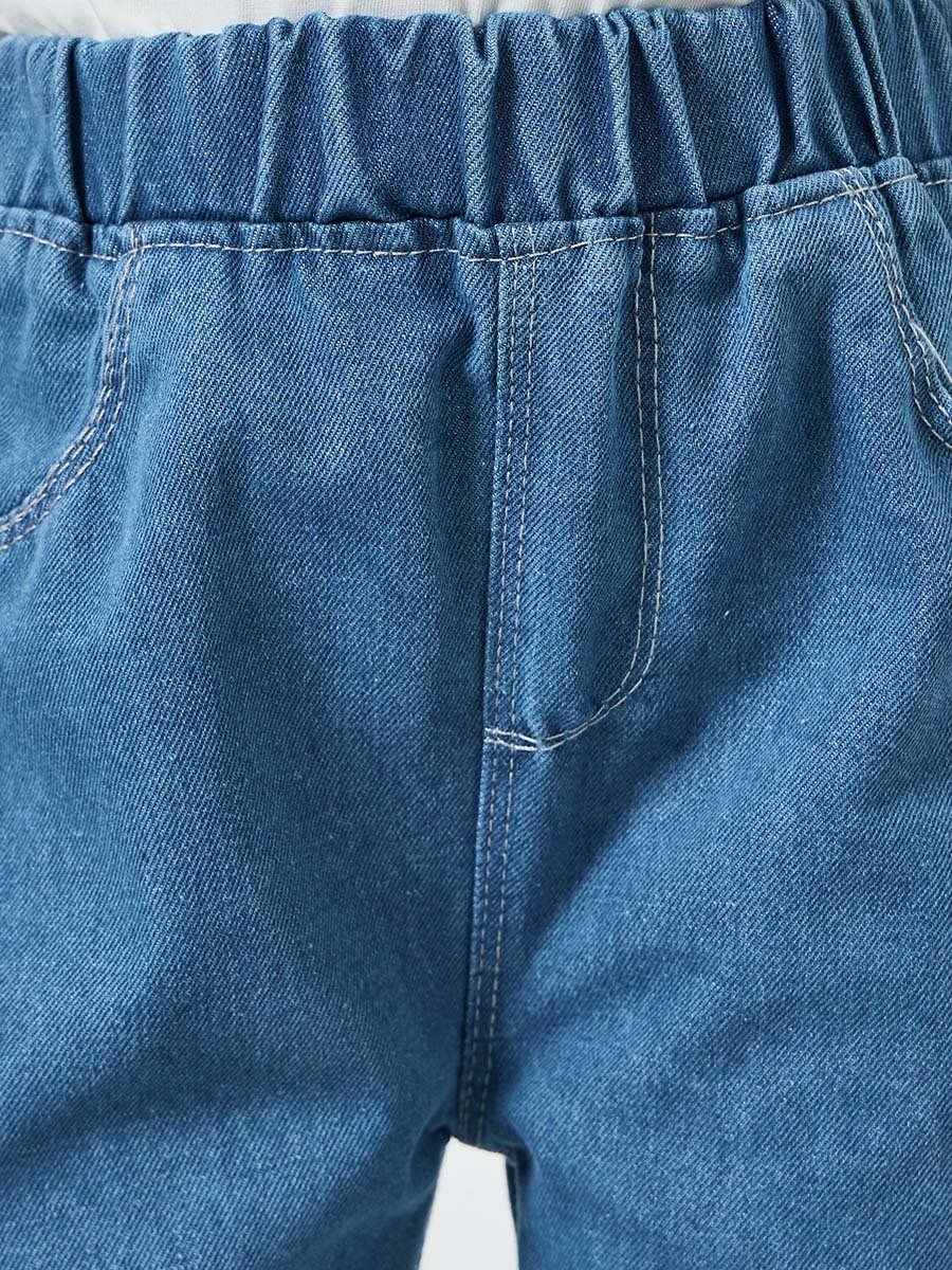 Girls Elastic Waist Relaxed Fit Jeans