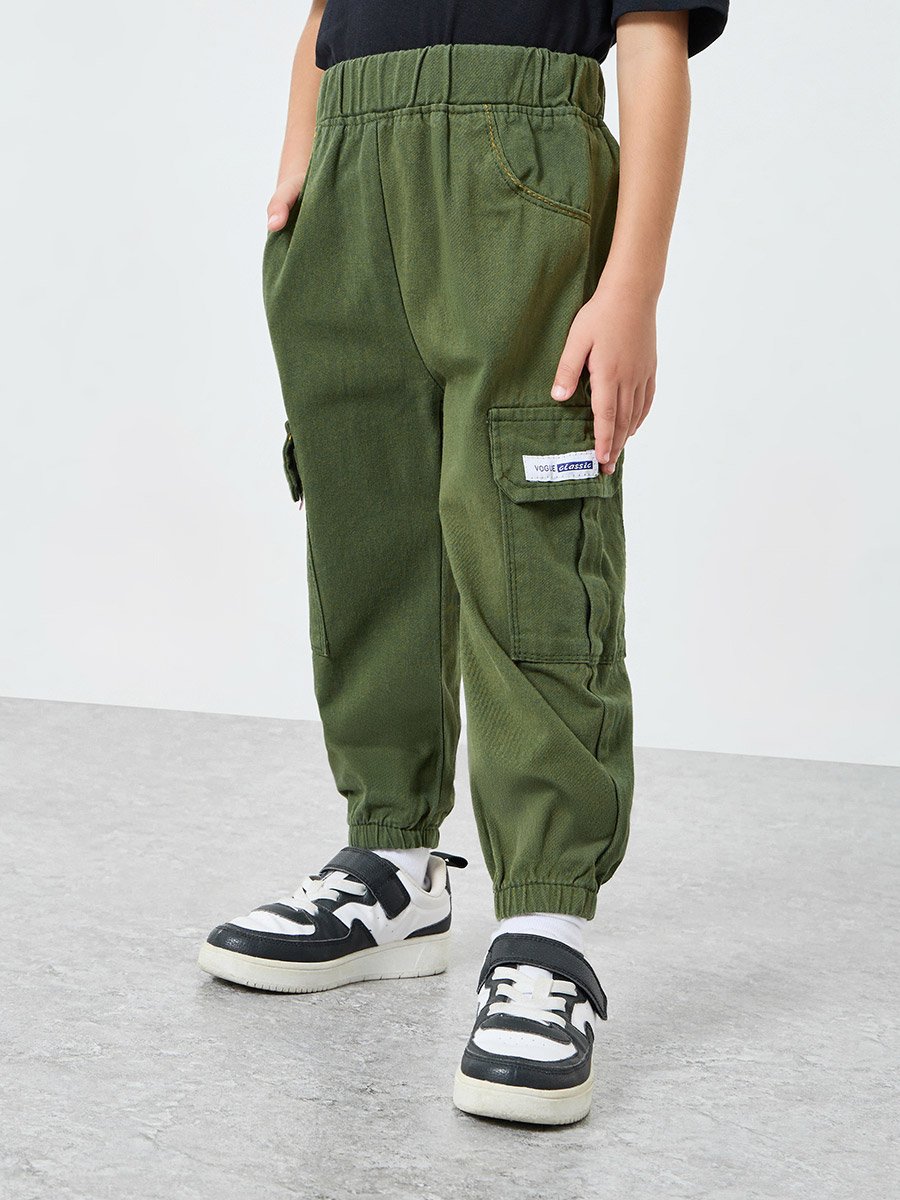 Boys Cotton Elastic Hem Cargo Joggers