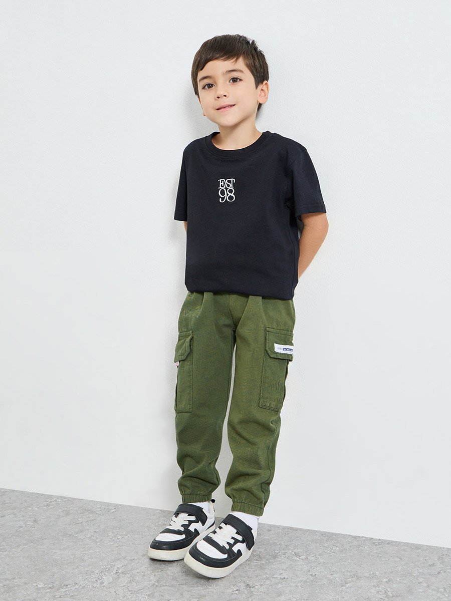Boys Cotton Elastic Hem Cargo Joggers