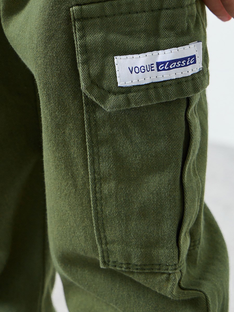 Boys Cotton Elastic Hem Cargo Joggers