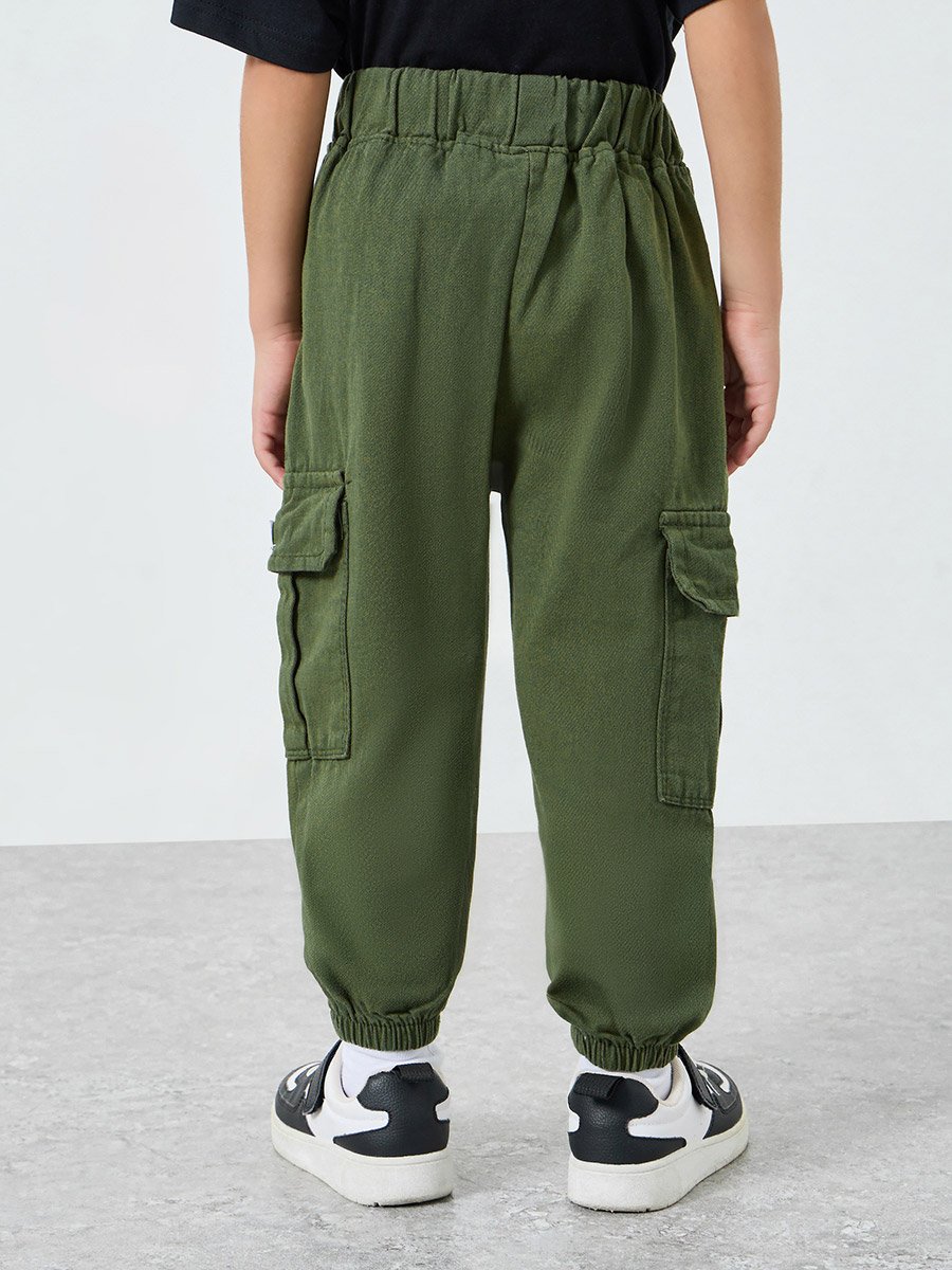 Boys Cotton Elastic Hem Cargo Joggers