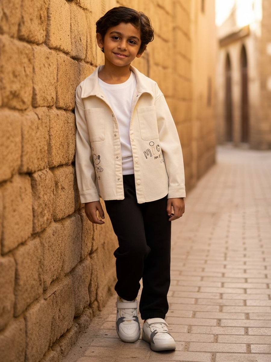 Mickey Mouse Print Cotton Twill Utility Shirt
