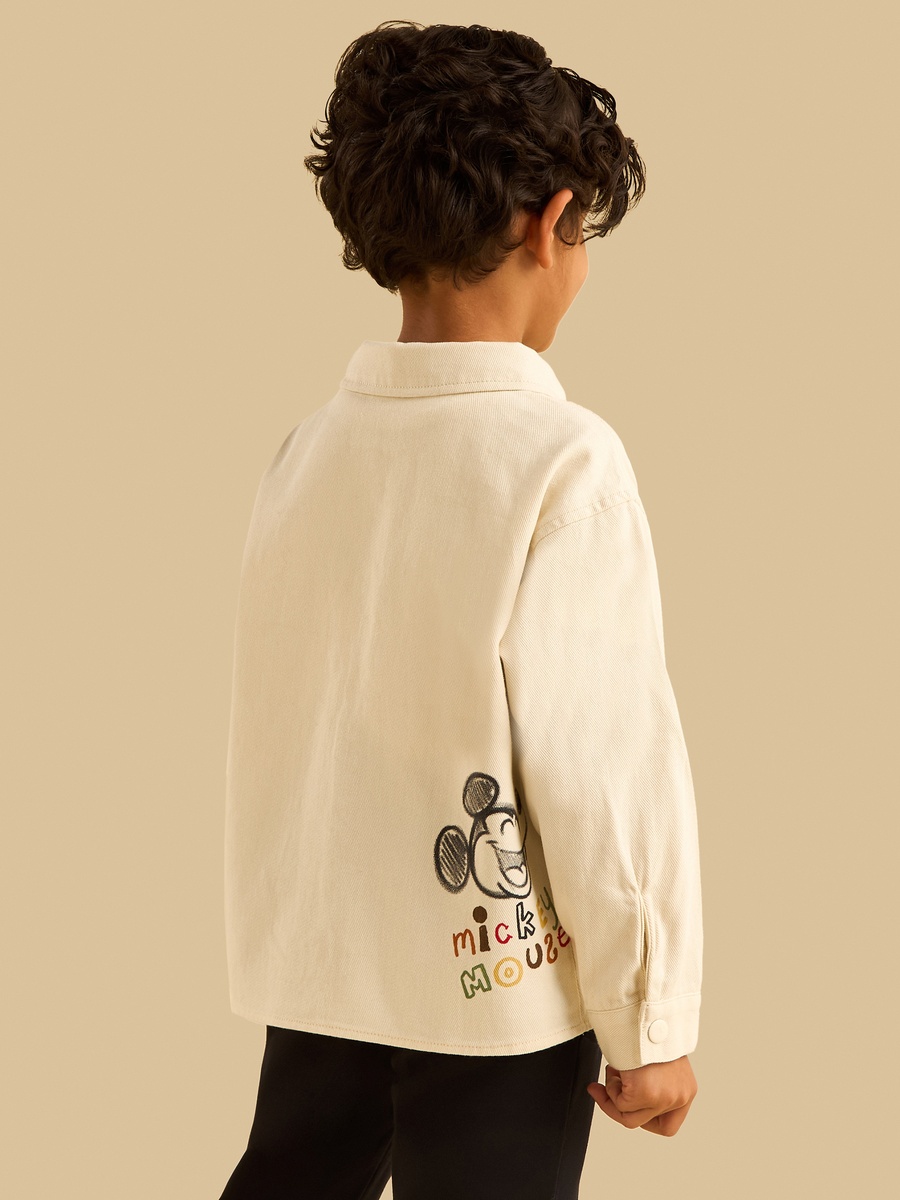 Mickey Mouse Print Cotton Twill Utility Shirt