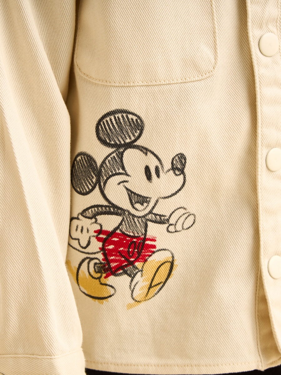 Mickey Mouse Print Cotton Twill Utility Shirt