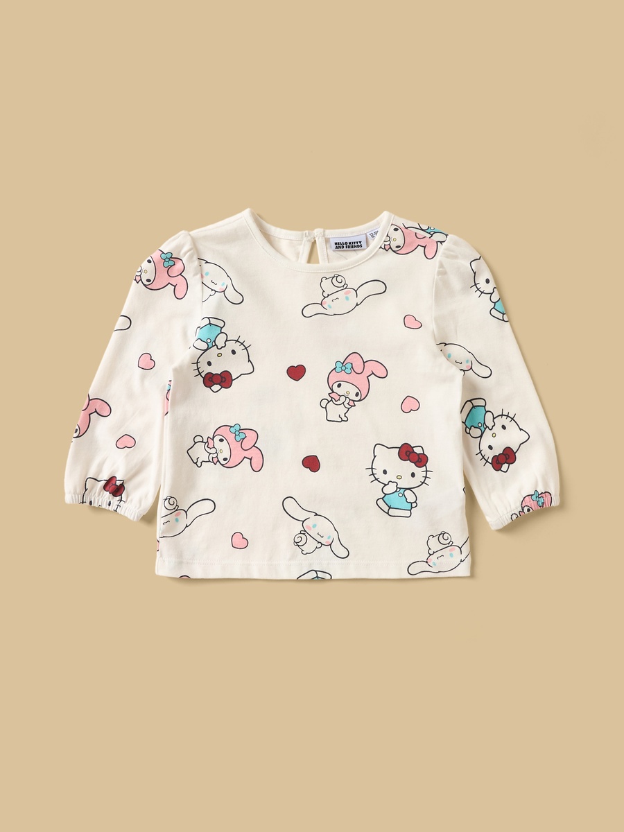 Hello Kitty and Friends Applique Cotton Pinafore with T-Shirt and Tights