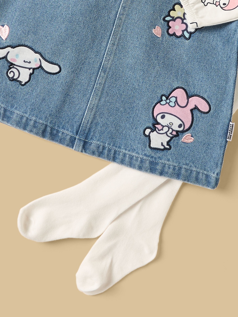 Hello Kitty and Friends Applique Cotton Pinafore with T-Shirt and Tights