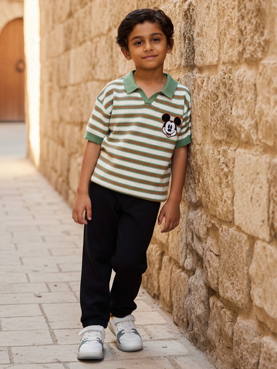 Mickey Mouse Applique Polo T-Shirt