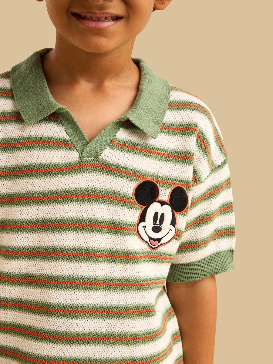 Mickey Mouse Applique Polo T-Shirt