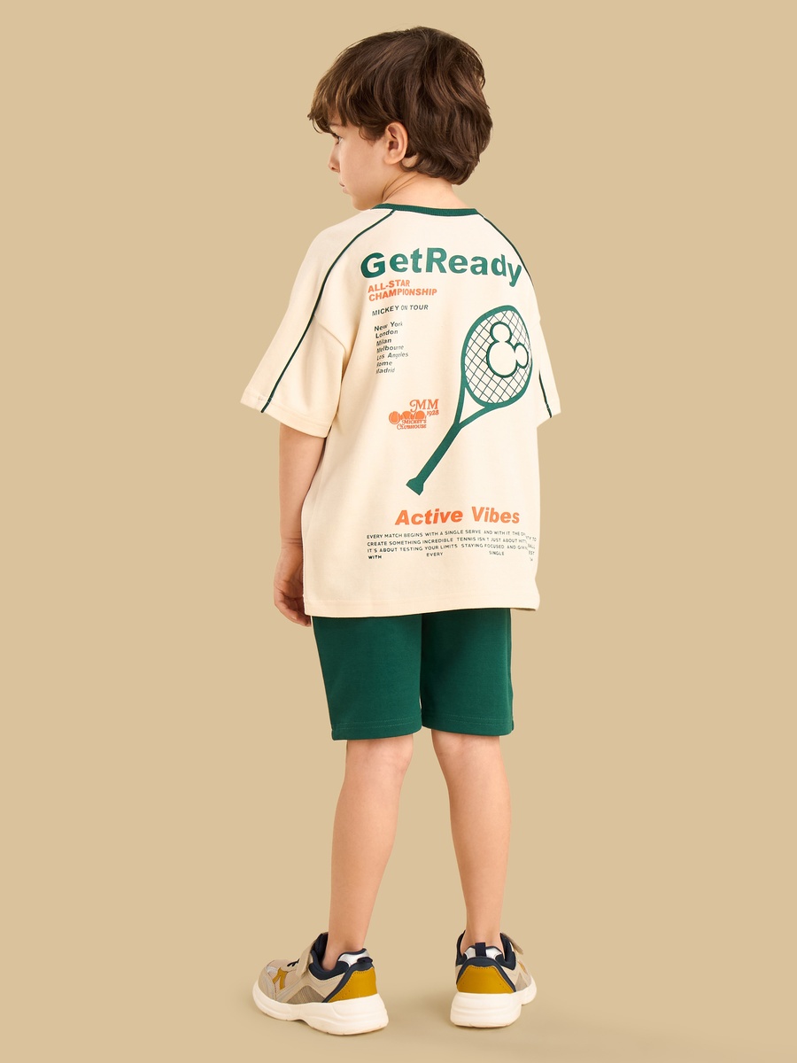 Mickey Mouse Print T-Shirt and Shorts Set