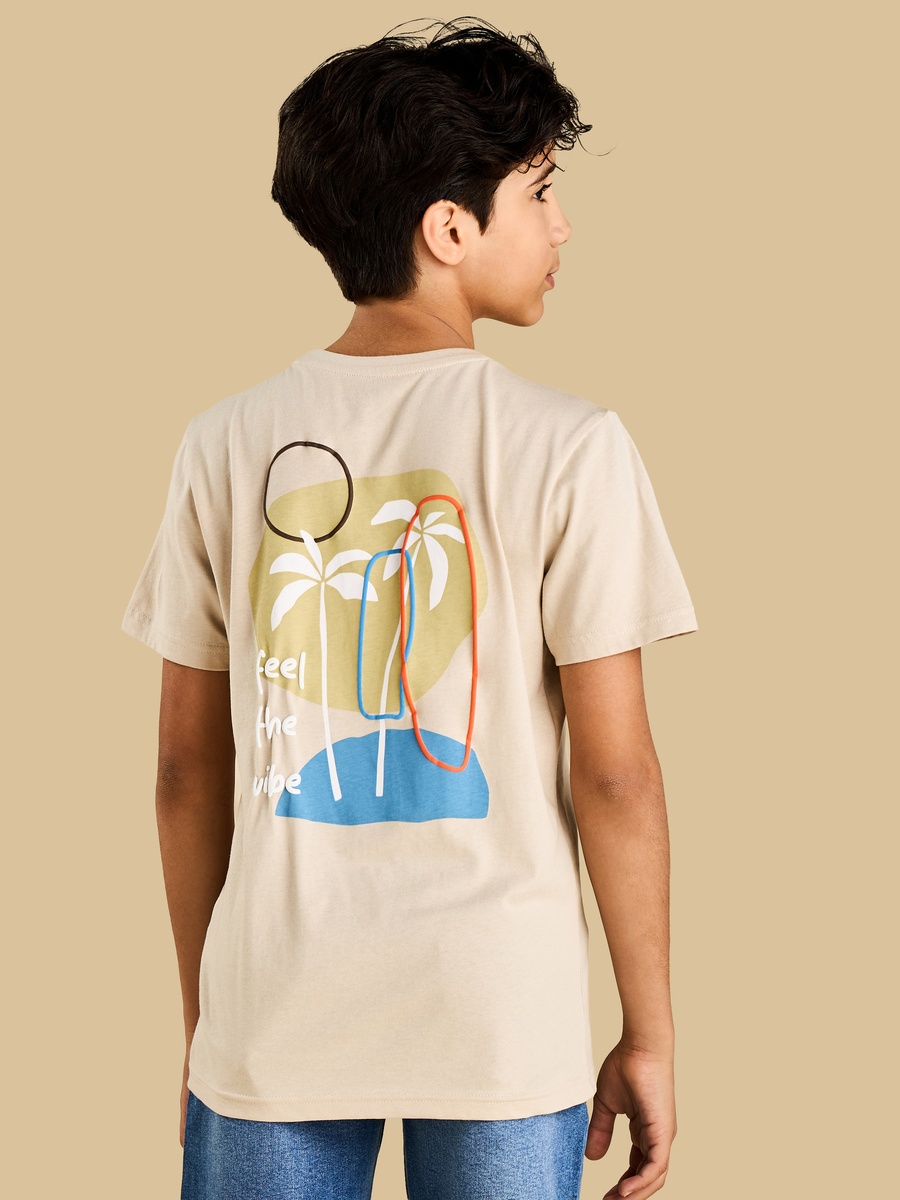 Palm Tree Print Cotton T-Shirt