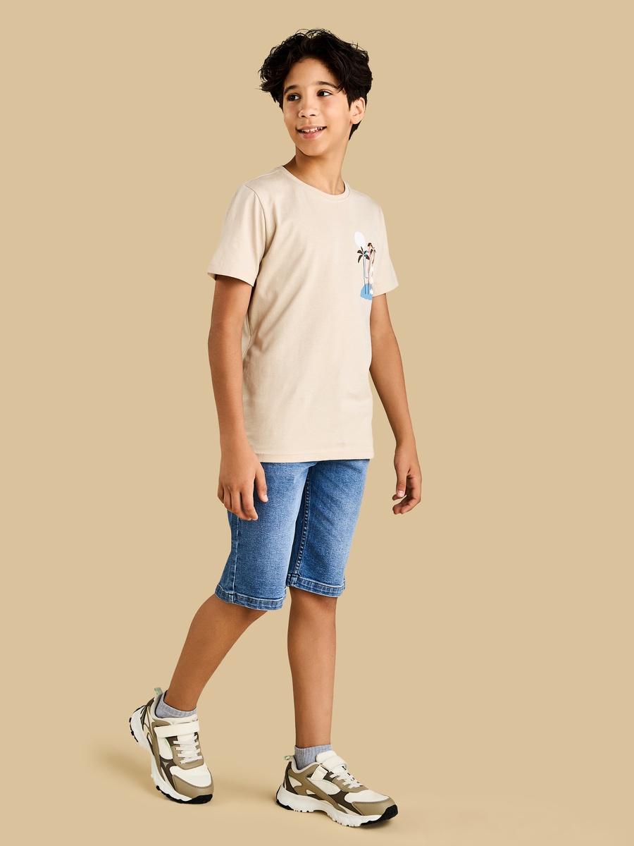 Palm Tree Print Cotton T-Shirt