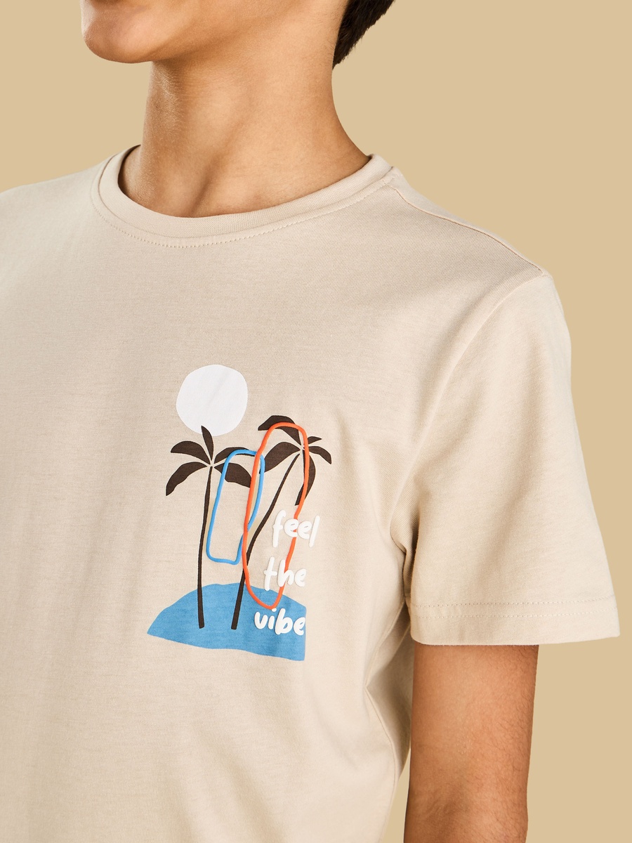 Palm Tree Print Cotton T-Shirt