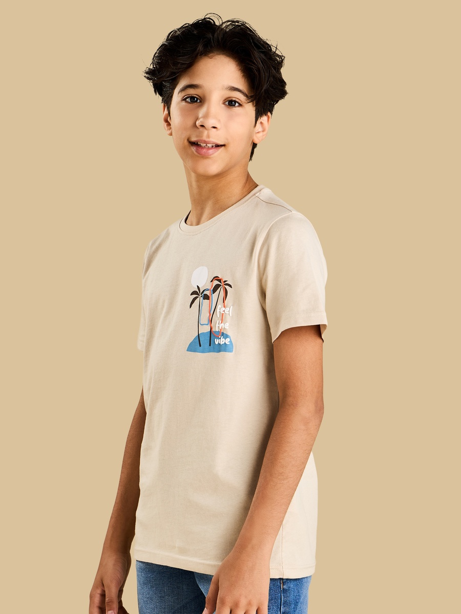Palm Tree Print Cotton T-Shirt