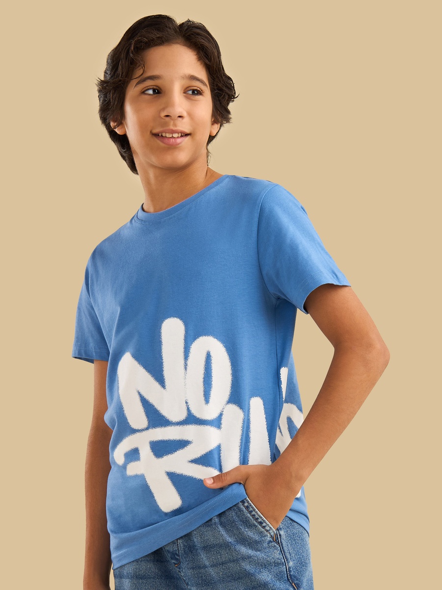 Typographic Print Cotton T-Shirt