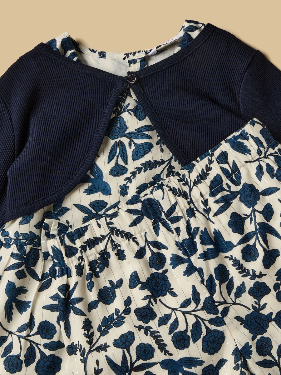 Floral Print Top with Shorts and Shrug