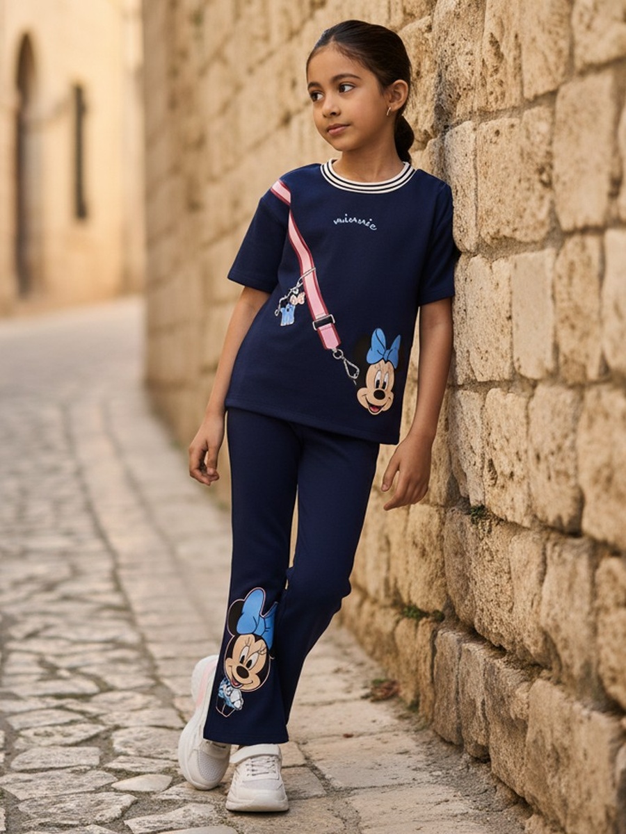Minnie Mouse Print T-Shirt with Flared Pants