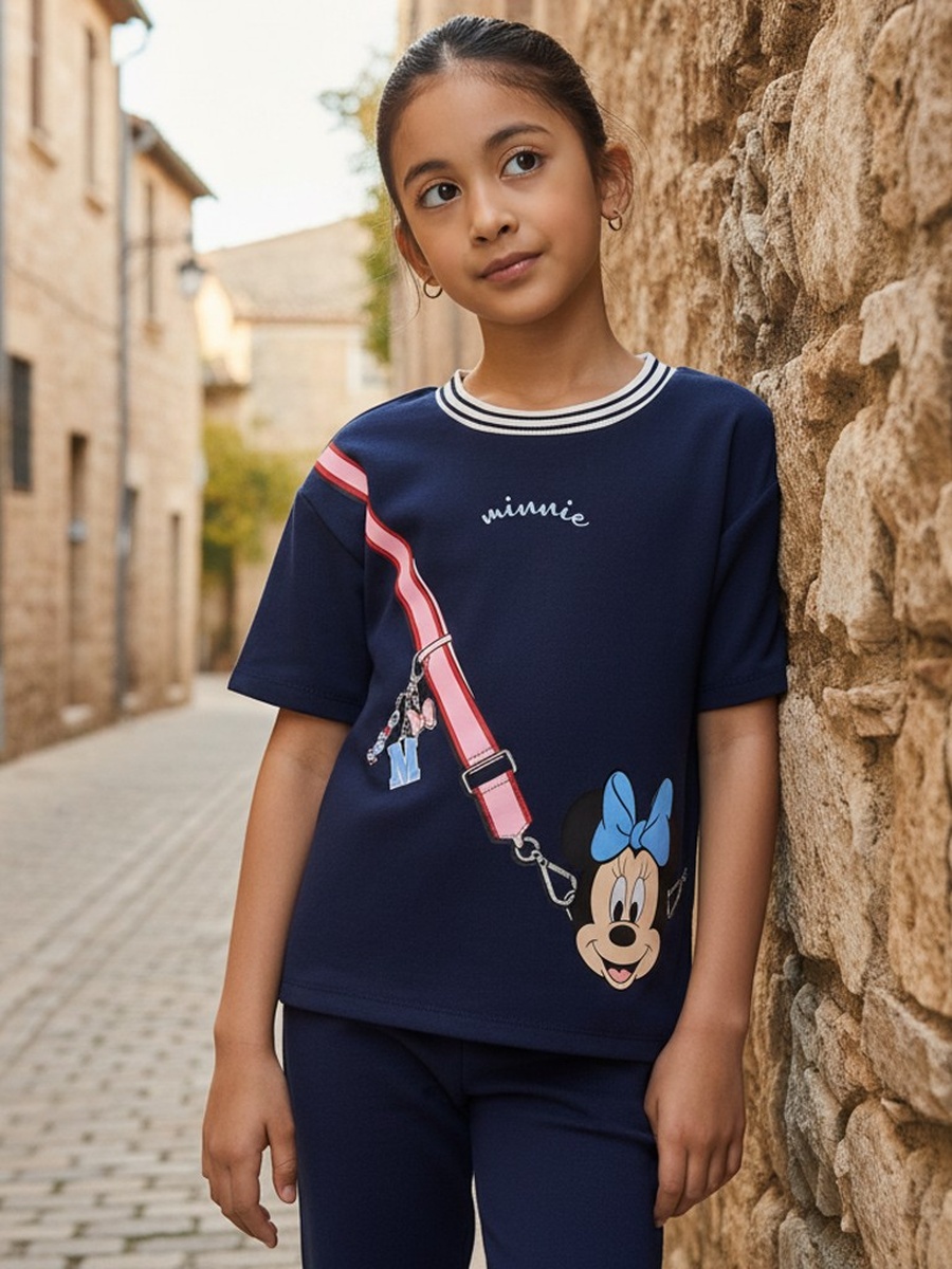 Minnie Mouse Print T-Shirt with Flared Pants