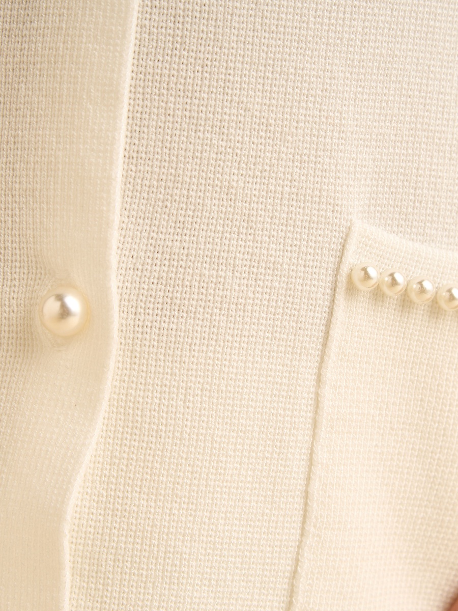 Pearl Detail Cardigan and Pleated Skirt Set