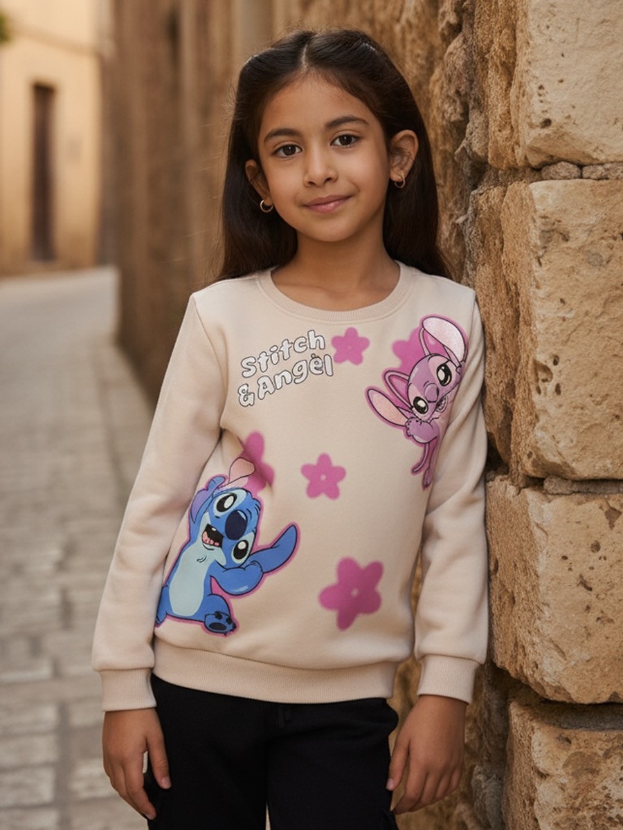 Stitch and Angel Print Sweatshirt