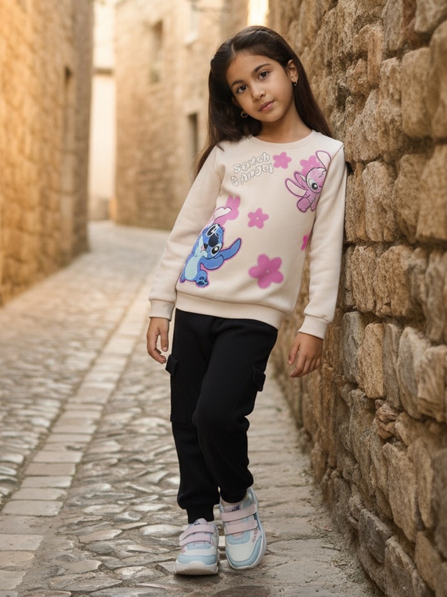 Stitch and Angel Print Sweatshirt