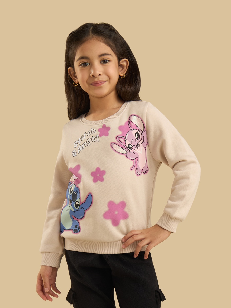 Stitch and Angel Print Sweatshirt
