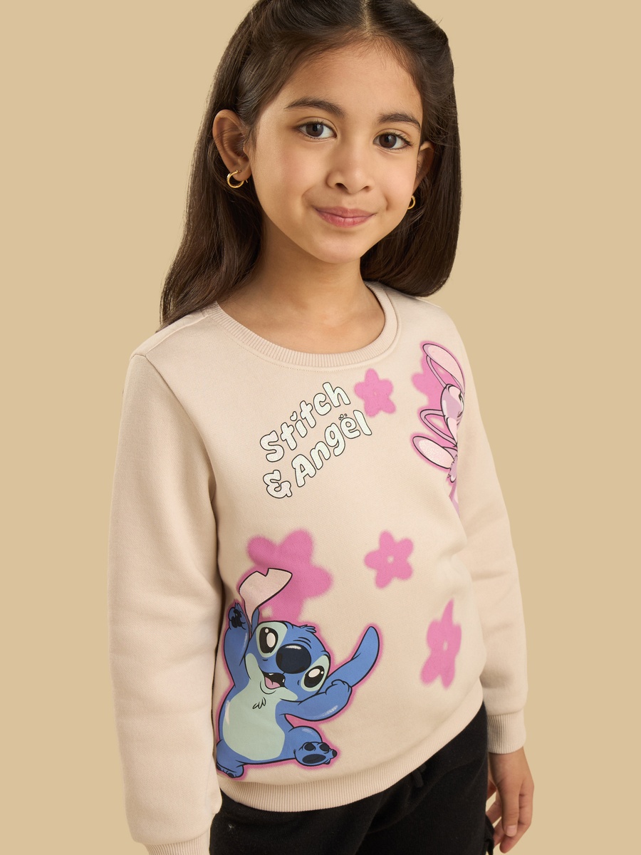 Stitch and Angel Print Sweatshirt