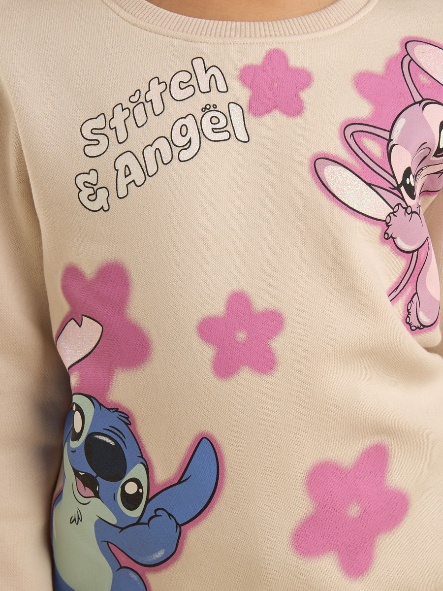 Stitch and Angel Print Sweatshirt