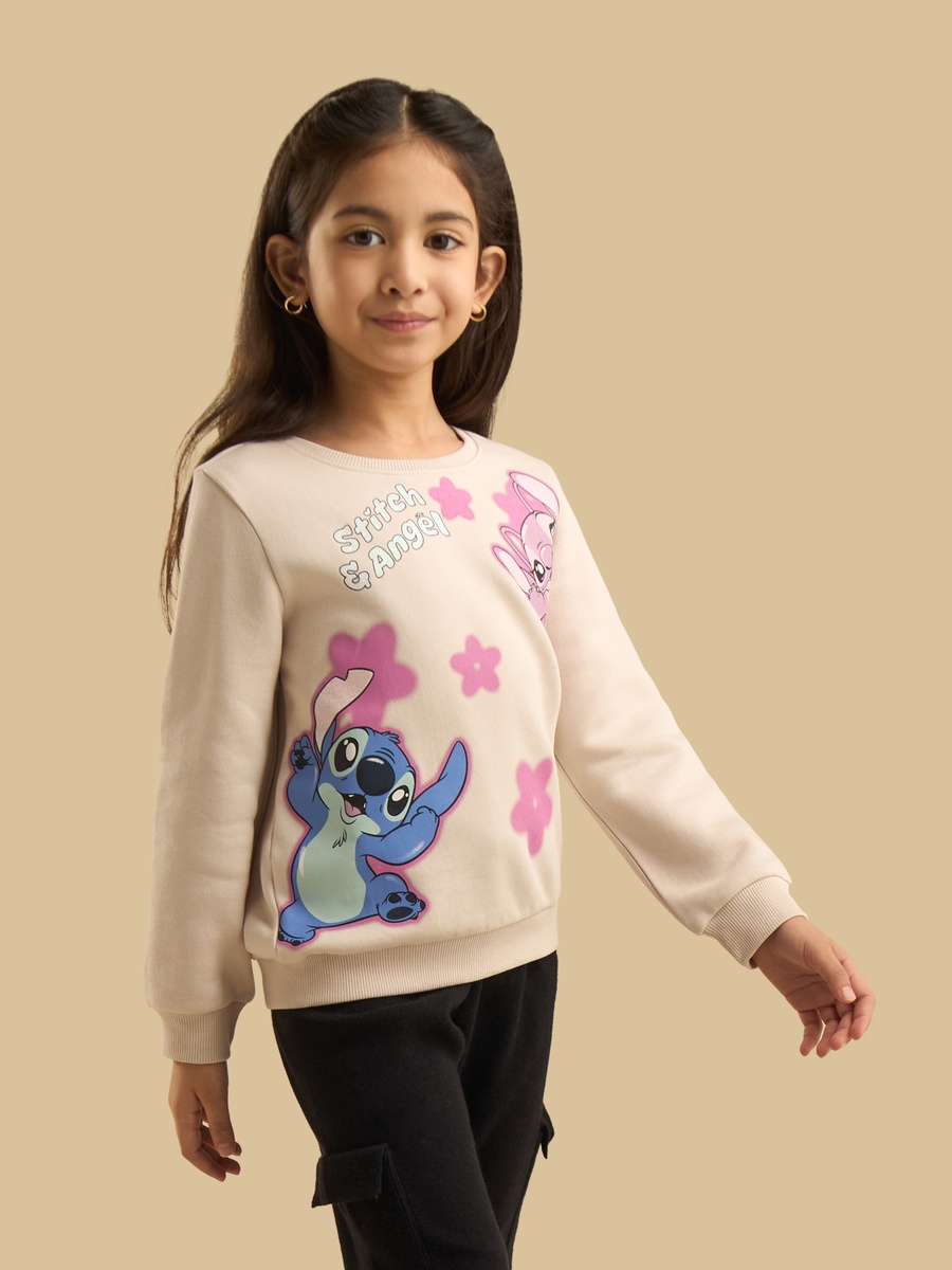 Stitch and Angel Print Sweatshirt