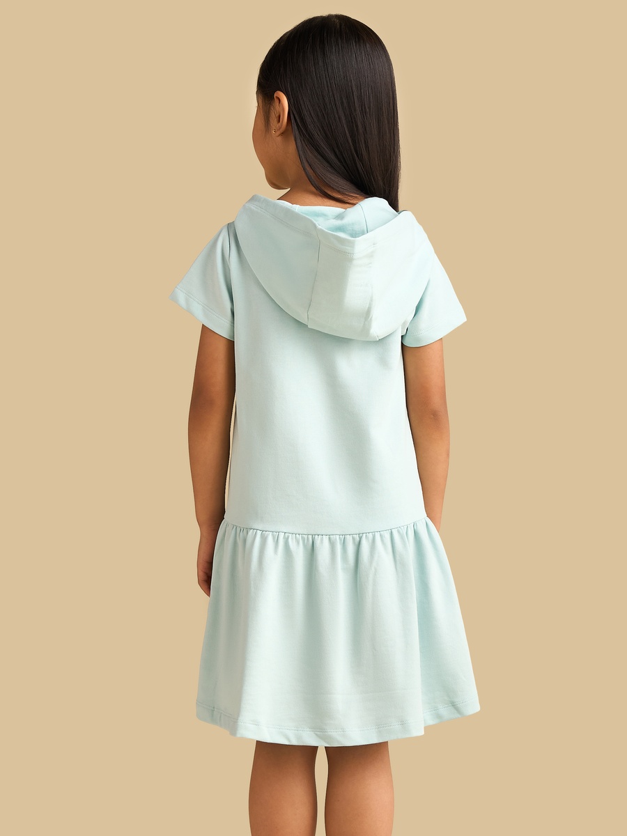 Angel and Stitch Print Hooded Drop Waist Dress