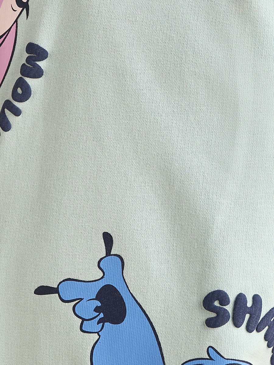 Angel and Stitch Print Hooded Drop Waist Dress