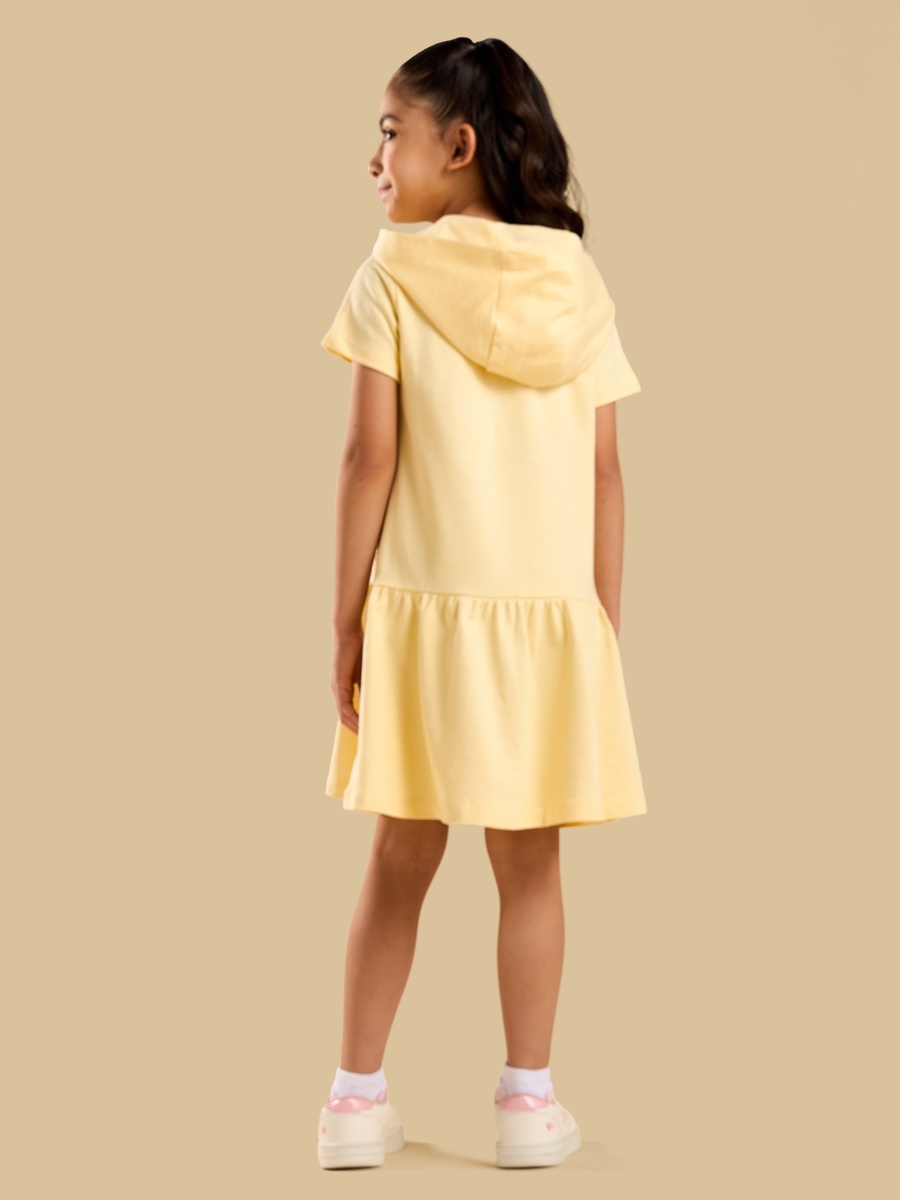 Winnie the Pooh Print Drop Waist Cotton Dress