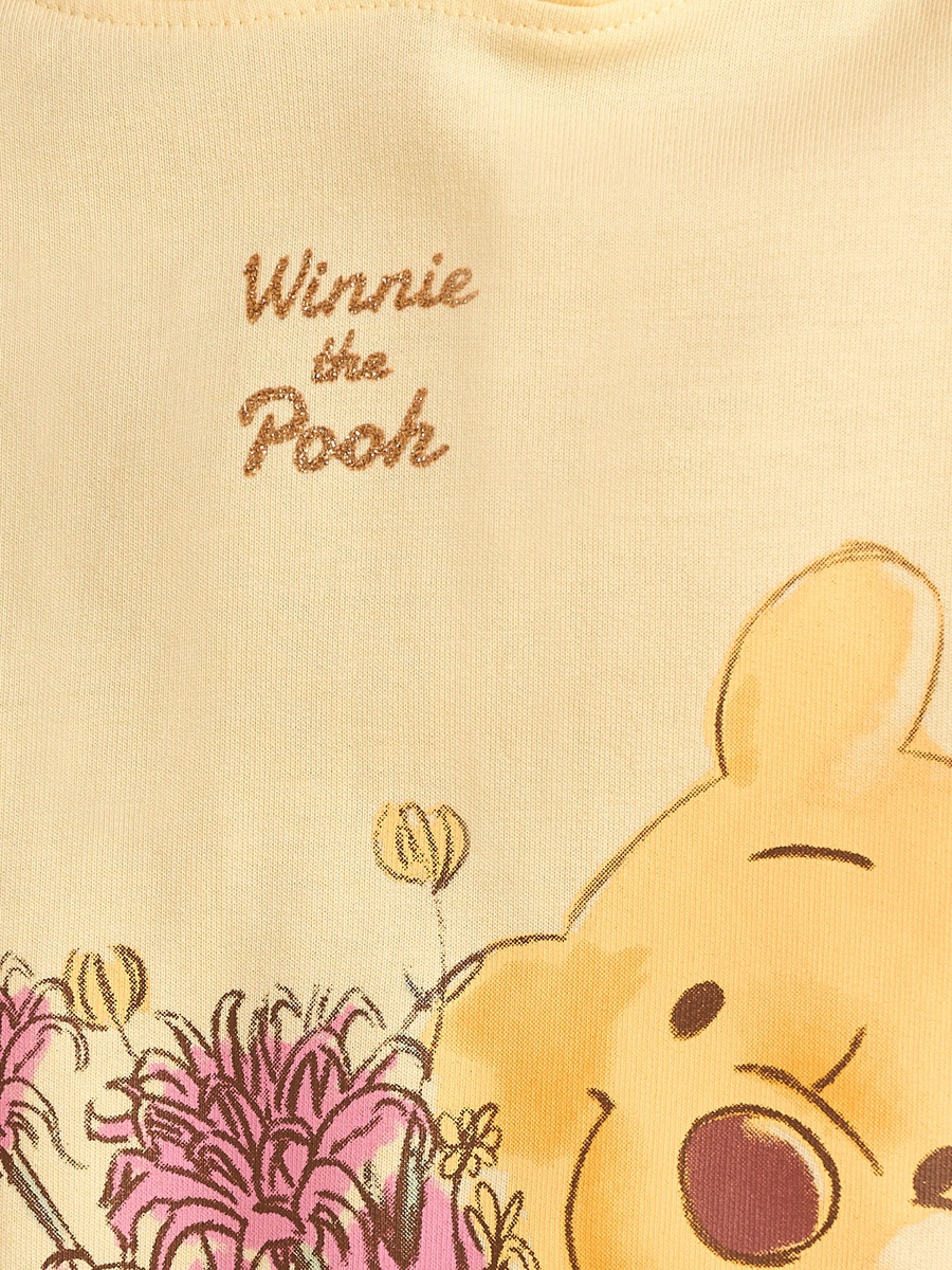 Winnie the Pooh Print Drop Waist Cotton Dress