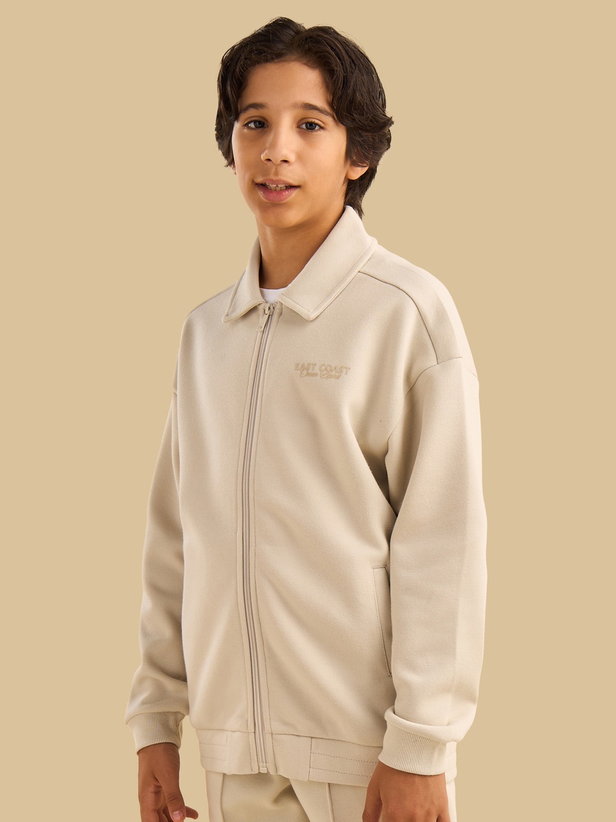 Textured Cotton Bomber Jacket