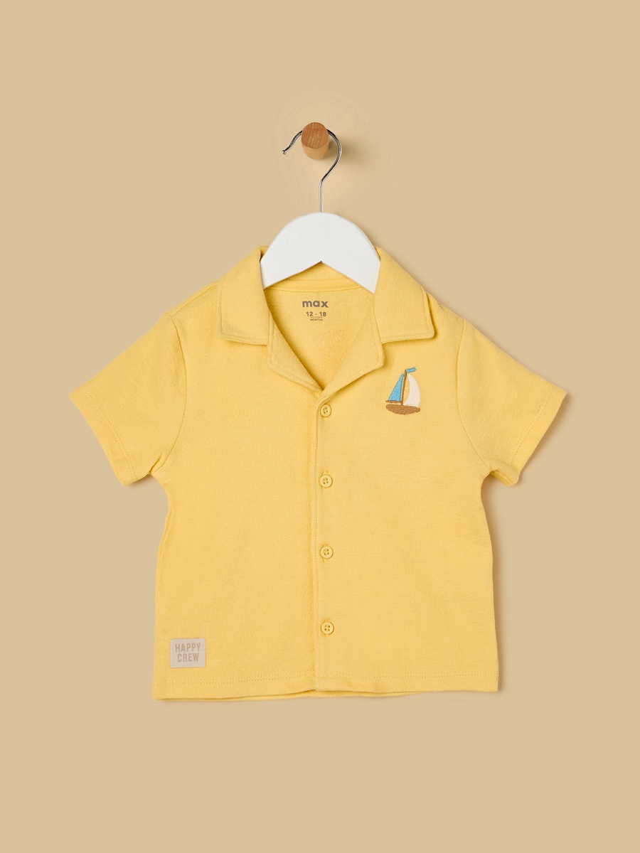 Yatch Embroidered Cotton Shirt and Shorts Set