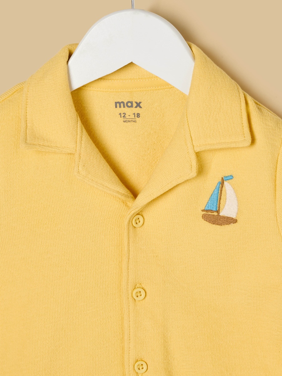 Yatch Embroidered Cotton Shirt and Shorts Set
