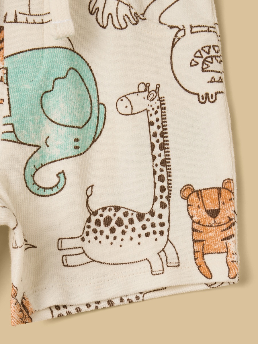 Animal Print Cotton Shirt and Shorts Set