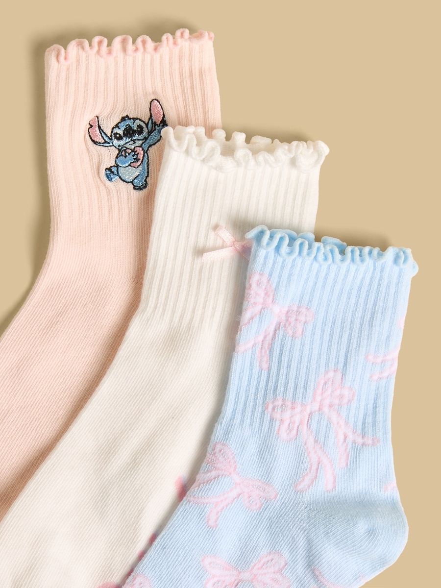 Pack of 3 - Stitch Print Ankle Length Socks