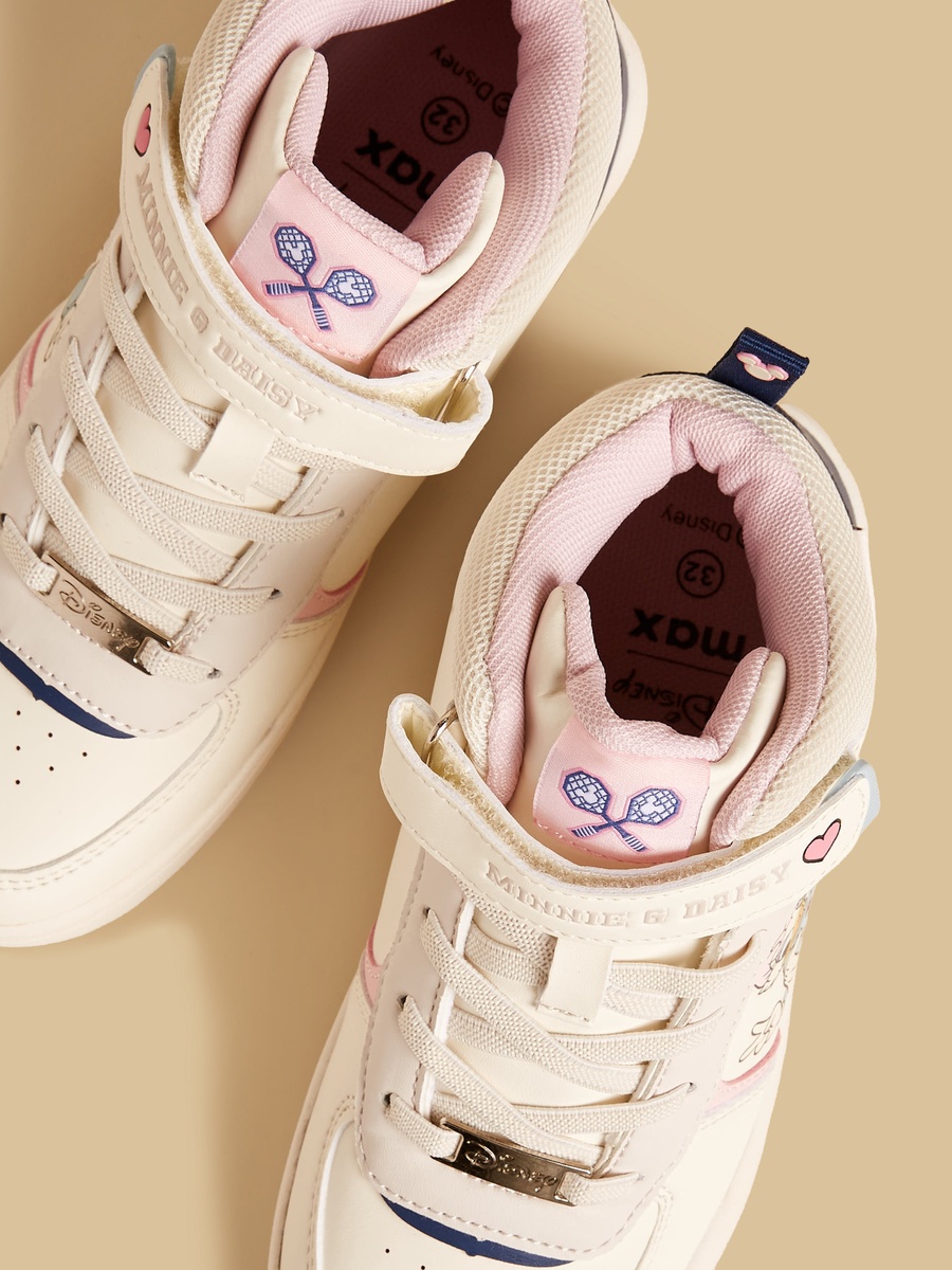 Minnie Mouse Print High-Top Sneakers with Hook and Loop Closure