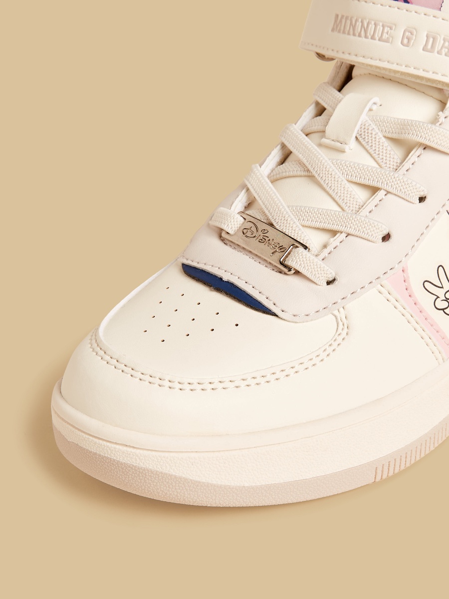 Minnie Mouse Print High-Top Sneakers with Hook and Loop Closure