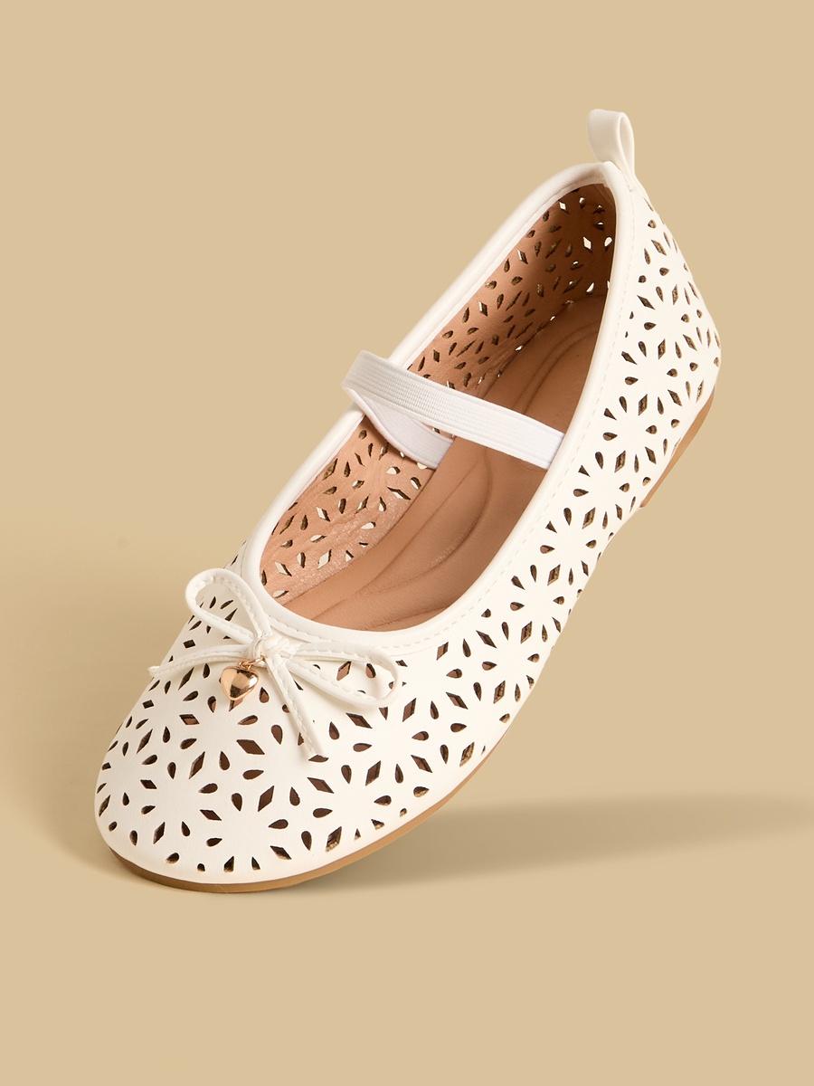 Laser Cut Ballerina Shoes with Elasticated Strap