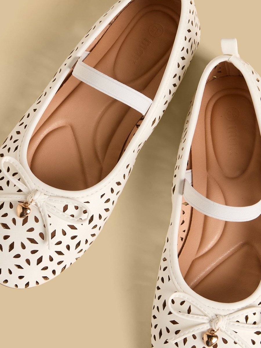 Laser Cut Ballerina Shoes with Elasticated Strap