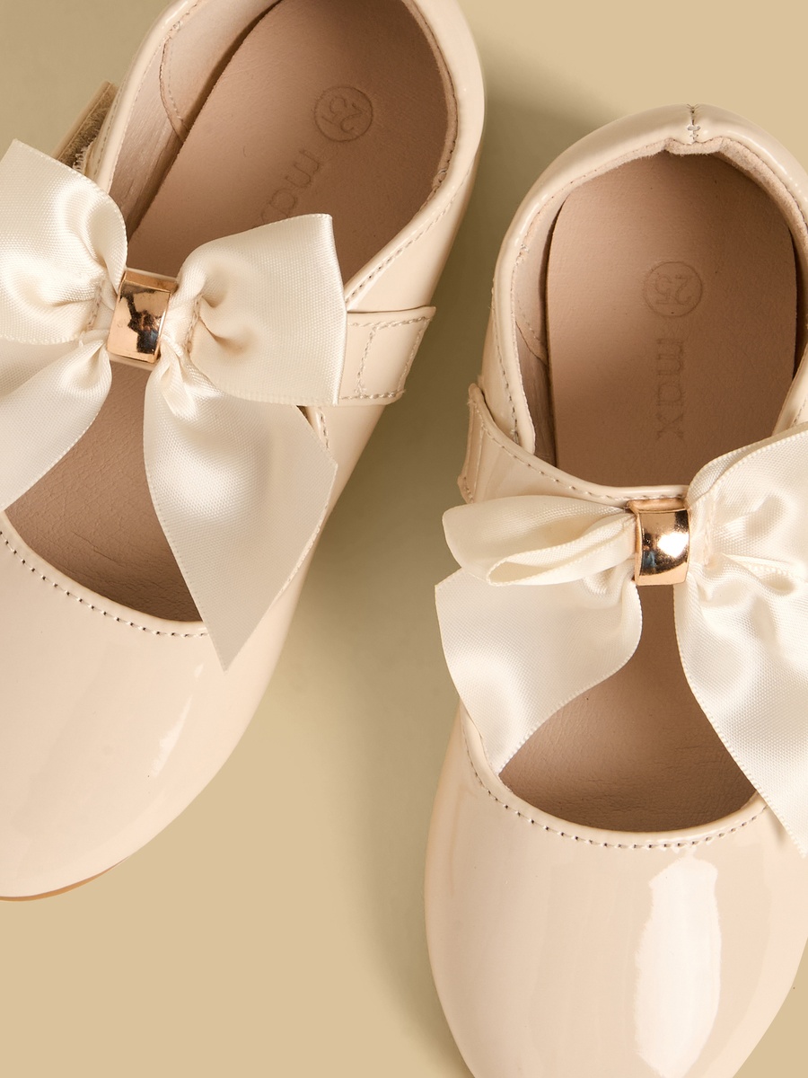 Bow Accent Ballerina Shoes with Hook and Loop Closure