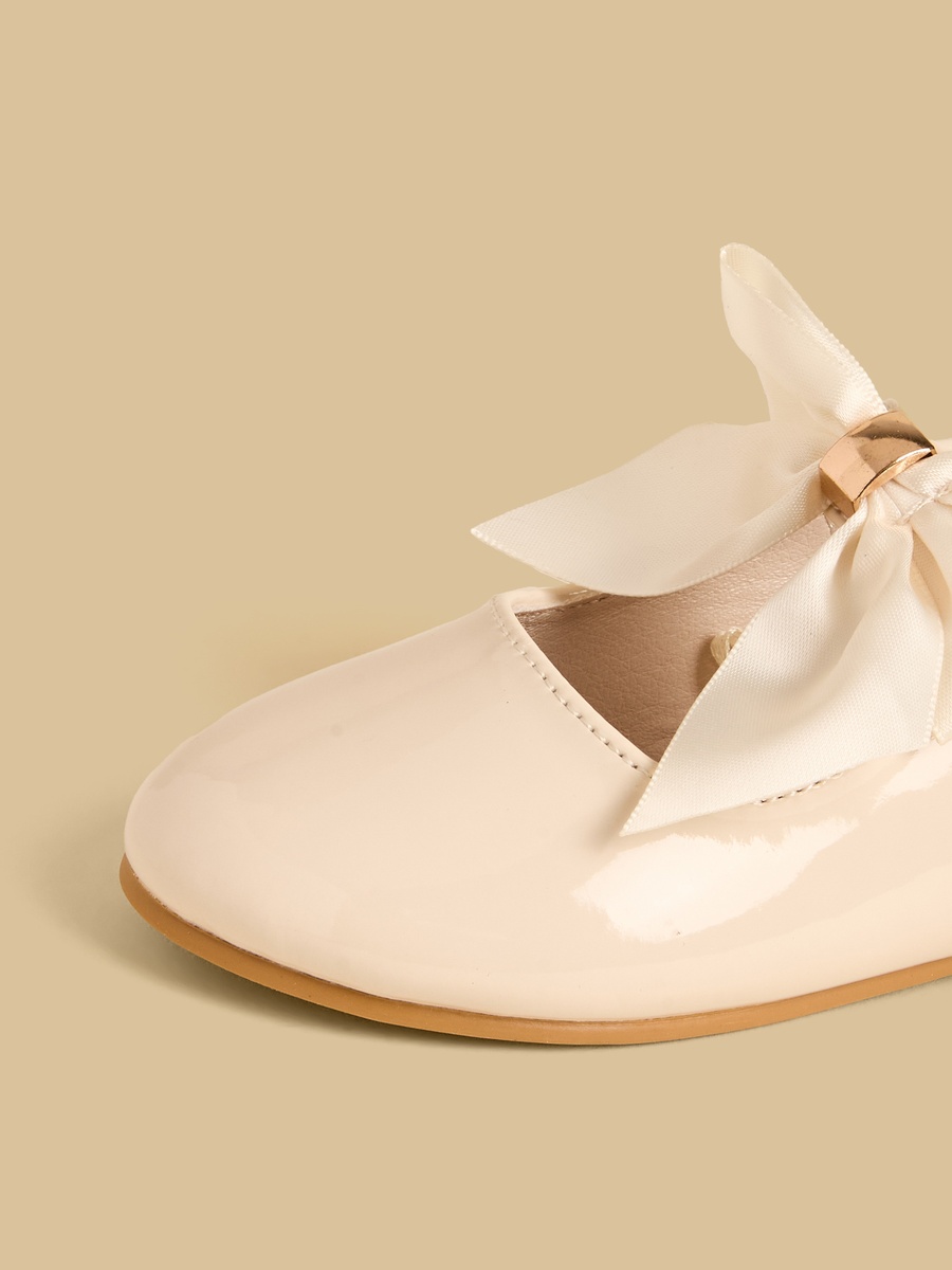 Bow Accent Ballerina Shoes with Hook and Loop Closure