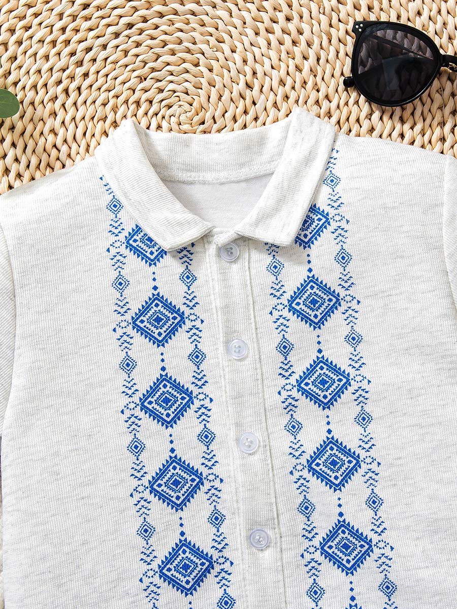 Boys Graphic Print Shirt and Shorts Set