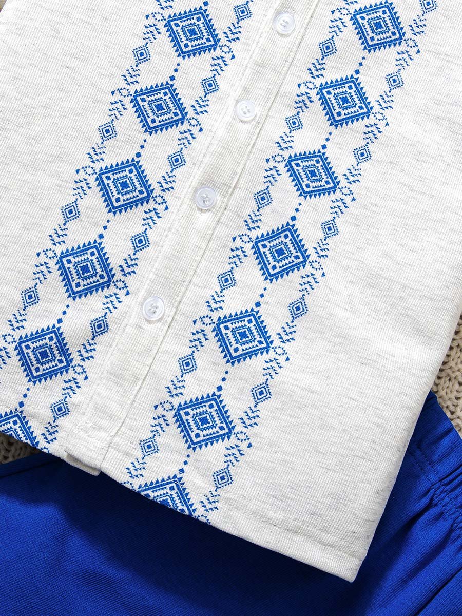 Boys Graphic Print Shirt and Shorts Set