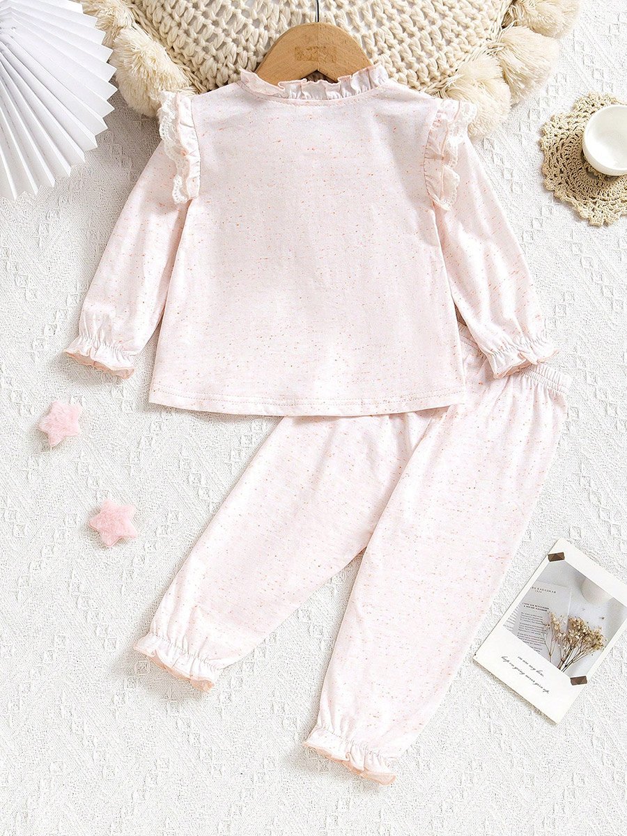 Girls Light Pink Cotton Top and Pyjama Set