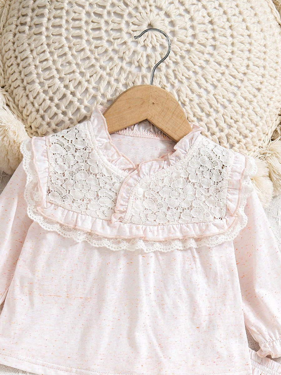 Girls Light Pink Cotton Top and Pyjama Set